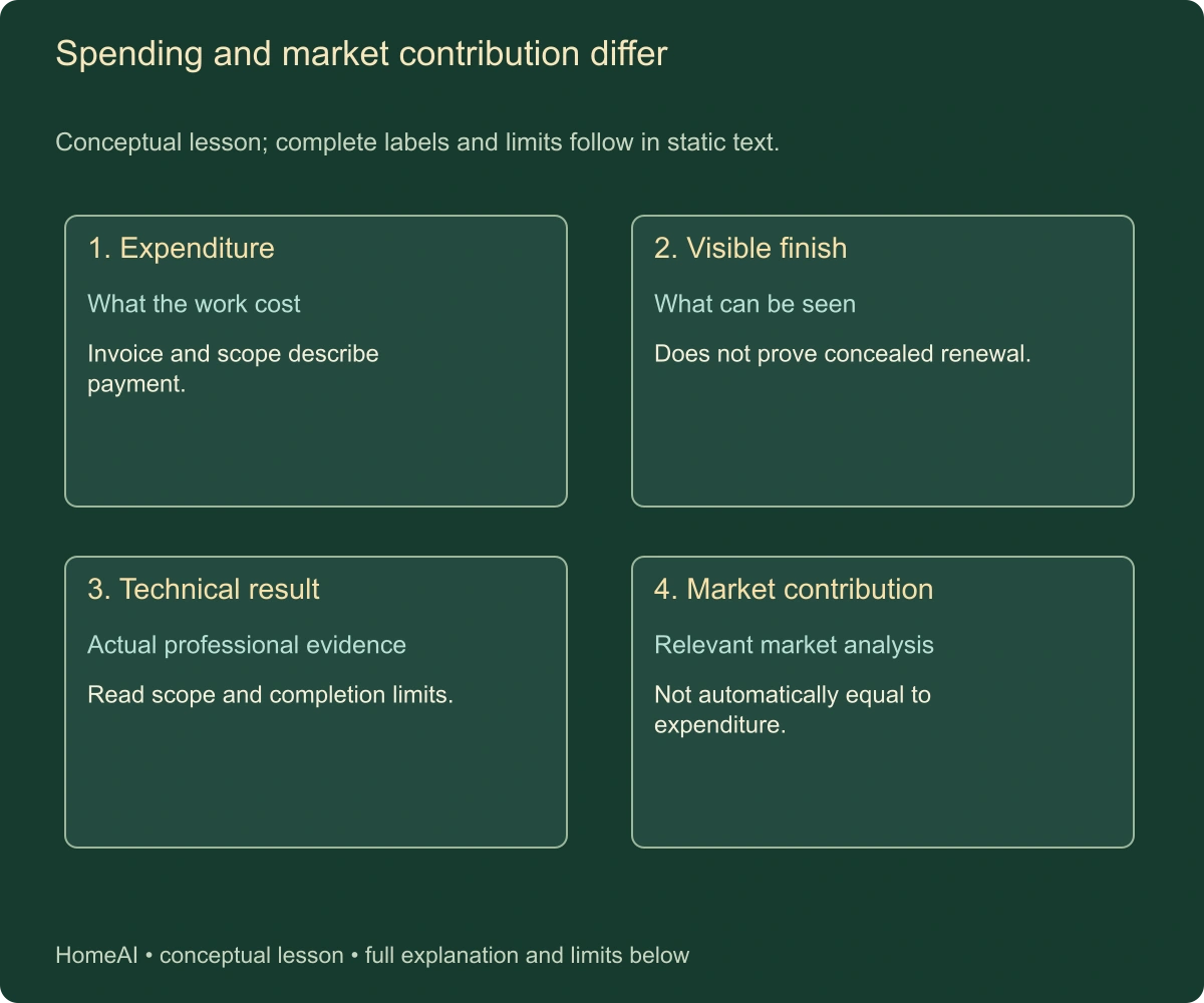 Spending and market contribution differ. Conceptual lesson; complete labels and limits follow in static text.